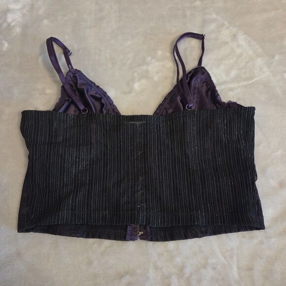 Womens MEDIUM Purple & Black Corsette Style Top Whimsigoth Fairycore Steampunk - Picture 2 of 4